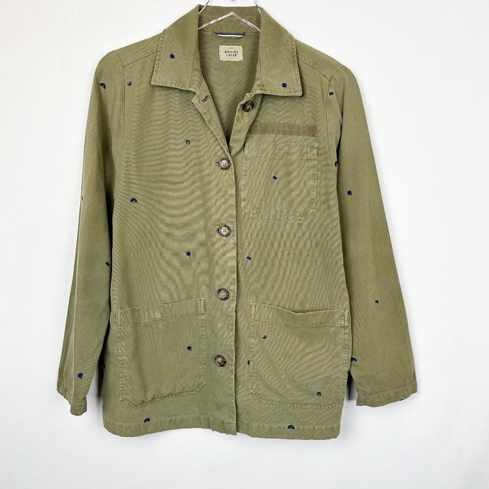 Marine Layer Gracey Chore Coat with Rainbow Embroidery Small - Picture 2 of 12